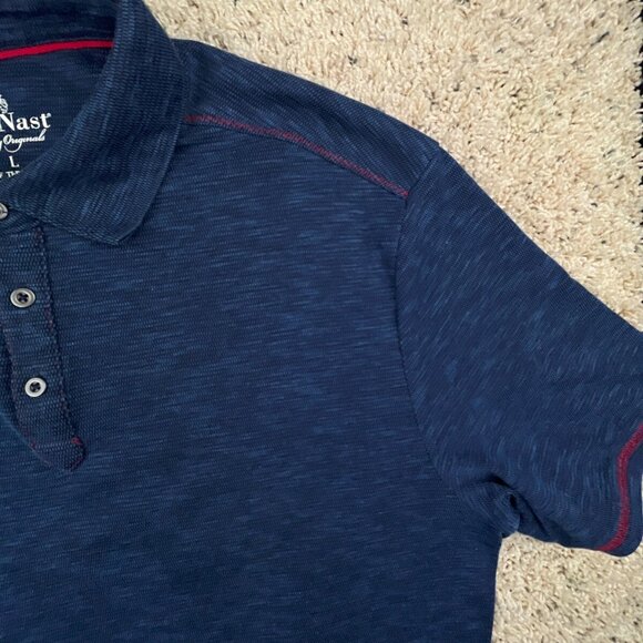 Nat Nast Mens Blue Polo Shirt Size Large Short Sleeve Polycotton Red Accent - Picture 6 of 12